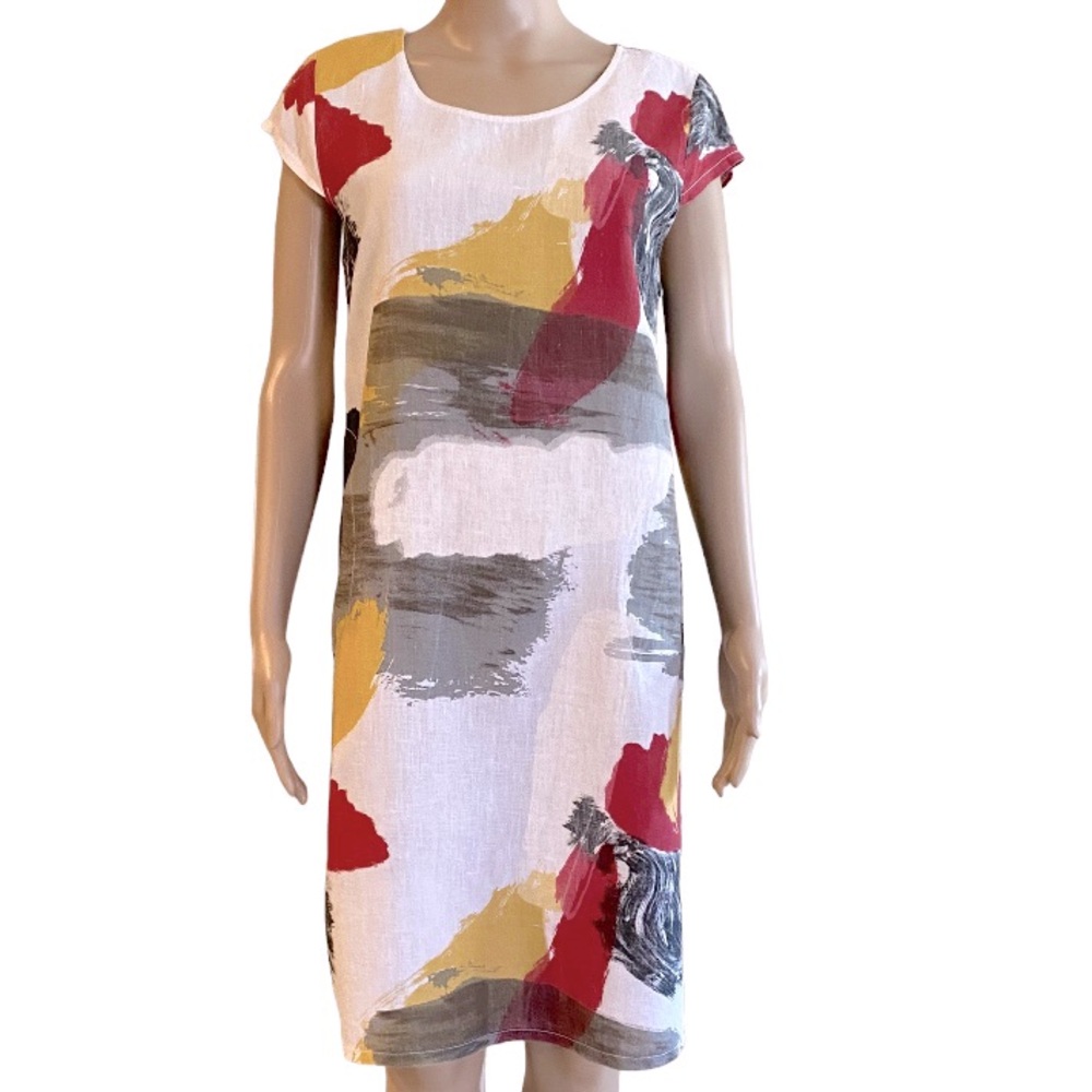 Terzo Millennio linen abstract pattern dress Sz.M